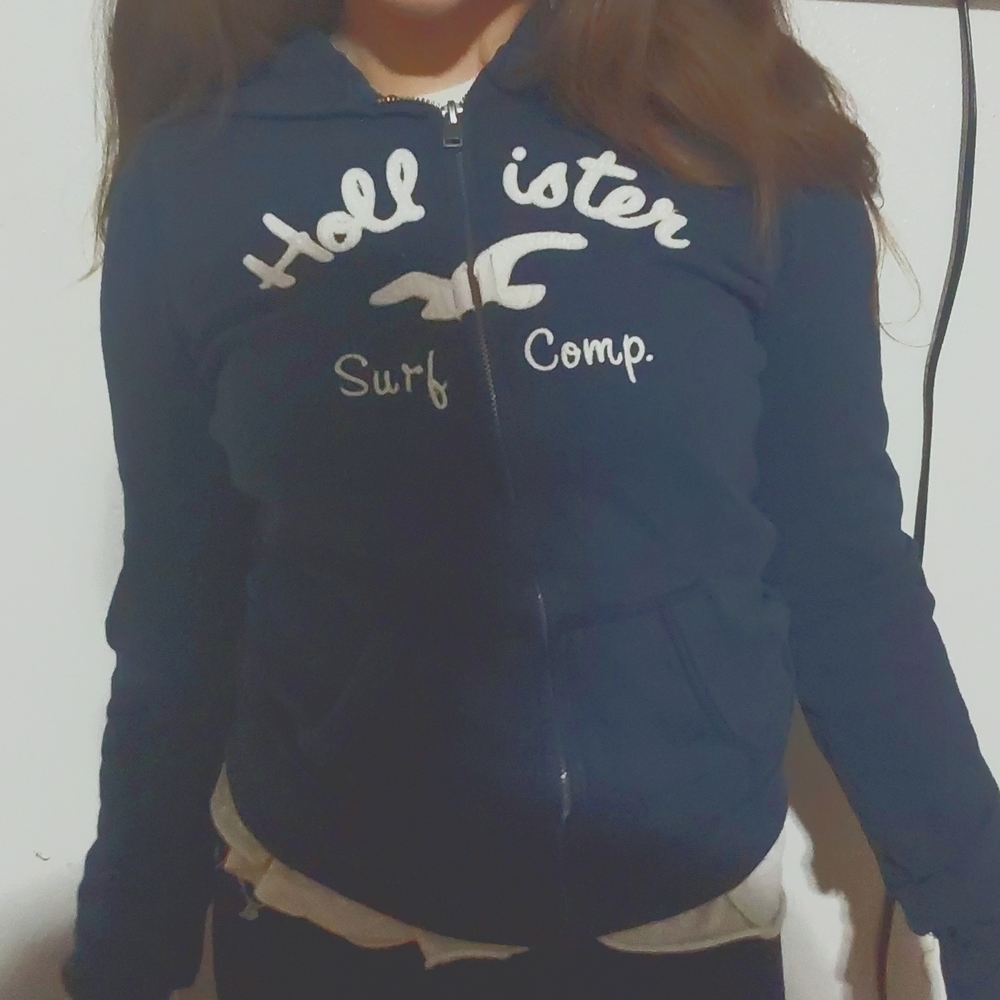 Blue Hollister Zip Up Hoodie Sweater